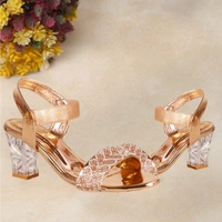 Stepee Trendy Open Toe Slingback Ankle Strap Casual & Party Wear Women's Block Heel Sandal - 39, Gold