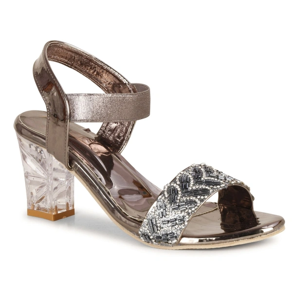Stepee Trendy Open Toe Slingback Ankle Strap Casual & Party Wear Women's Block Heel Sandal - 36, Gray