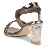 Stepee Trendy Open Toe Slingback Ankle Strap Casual & Party Wear Women's Block Heel Sandal - 36, Gray