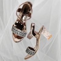 Stepee Trendy Open Toe Slingback Ankle Strap Casual & Party Wear Women's Block Heel Sandal - 36, Gray
