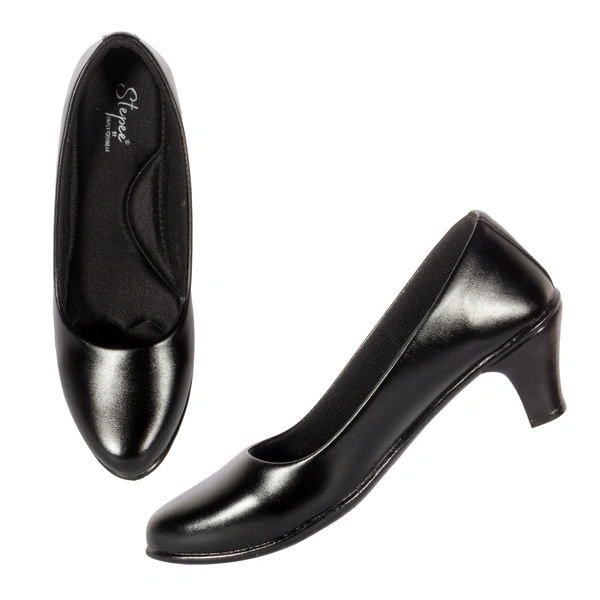 Stepee Classy Slip-on Cone Heel Black Formal Bally Sandal for Women - 37, Black