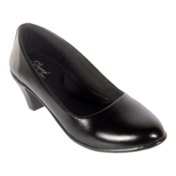 Stepee Classy Slip-on Cone Heel Black Formal Bally Sandal for Women - 37, Black