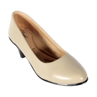 Stepee Classy Slip-on Cone Heel Black Formal Bally Sandal for Women - 41, Cream