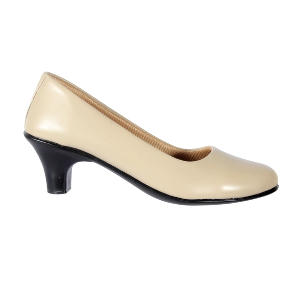 Stepee Classy Slip-on Cone Heel Black Formal Bally Sandal for Women - 41, Cream