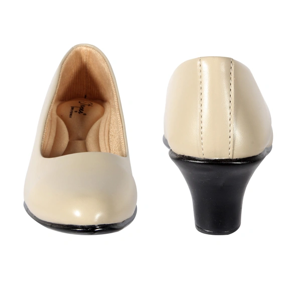 Stepee Classy Slip-on Cone Heel Black Formal Bally Sandal for Women - 41, Cream
