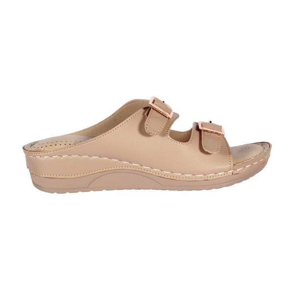 Stepee Black Fancy Orthopedic Doctor Slip on Double strap Platform Slipper Sandal for Women - 36, Cream