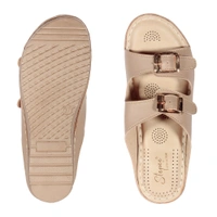 Stepee Black Fancy Orthopedic Doctor Slip on Double strap Platform Slipper Sandal for Women - 36, Cream