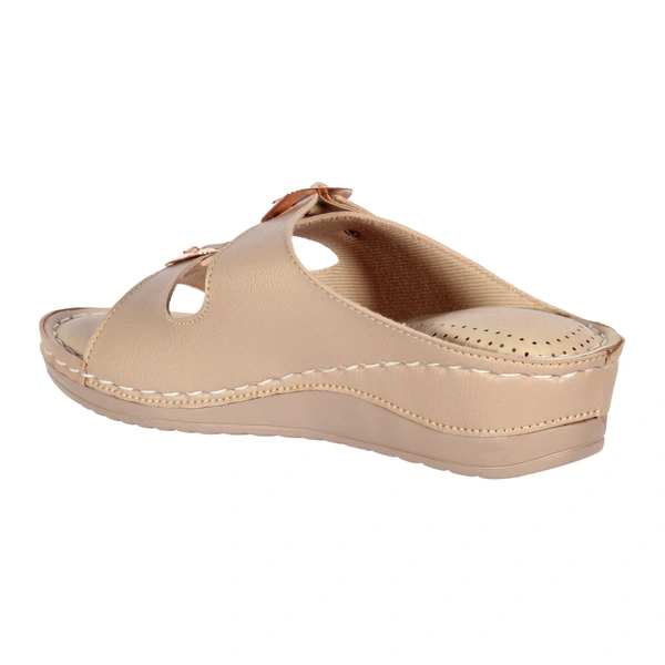 Stepee Black Fancy Orthopedic Doctor Slip on Double strap Platform Slipper Sandal for Women - 36, Cream