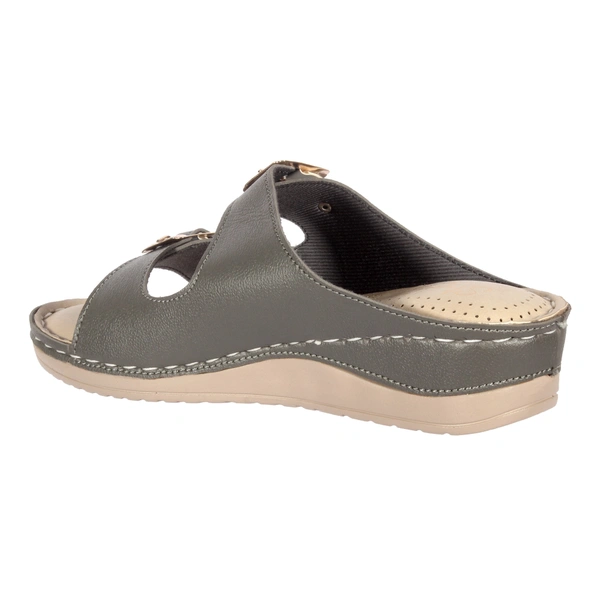Stepee Black Fancy Orthopedic Doctor Slip on Double strap Platform Slipper Sandal for Women - 40, Olive