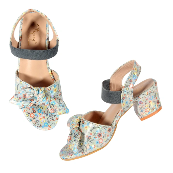 Stepee Casual & Trendy Sling back Open Toe Party Wear Ankle Strap Sandal for Kids Girls - 31, Gray