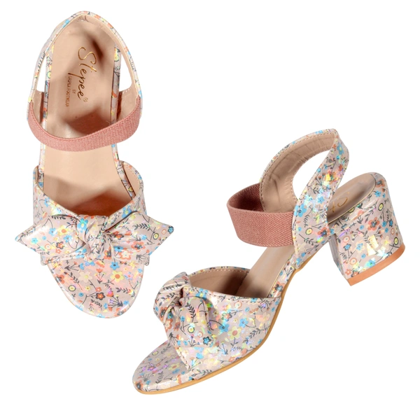 Stepee Casual & Trendy Sling back Open Toe Party Wear Ankle Strap Sandal for Kids Girls - 31, Peach