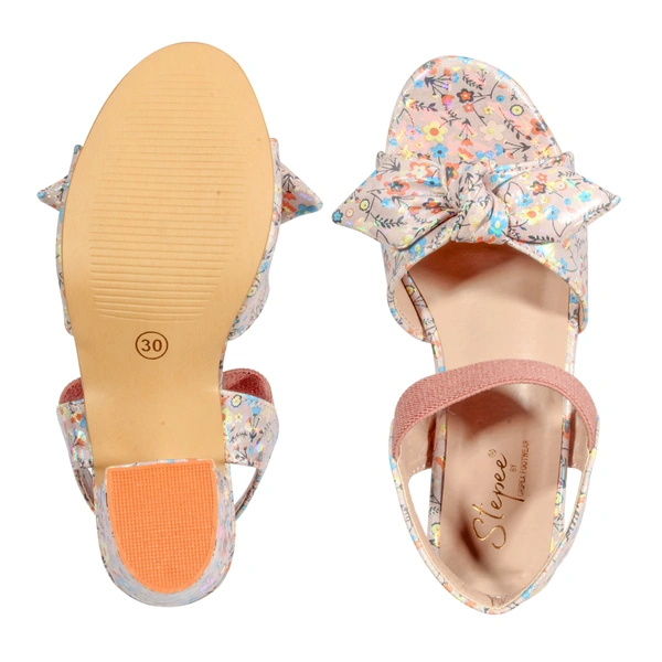 Stepee Casual & Trendy Sling back Open Toe Party Wear Ankle Strap Sandal for Kids Girls - 31, Peach