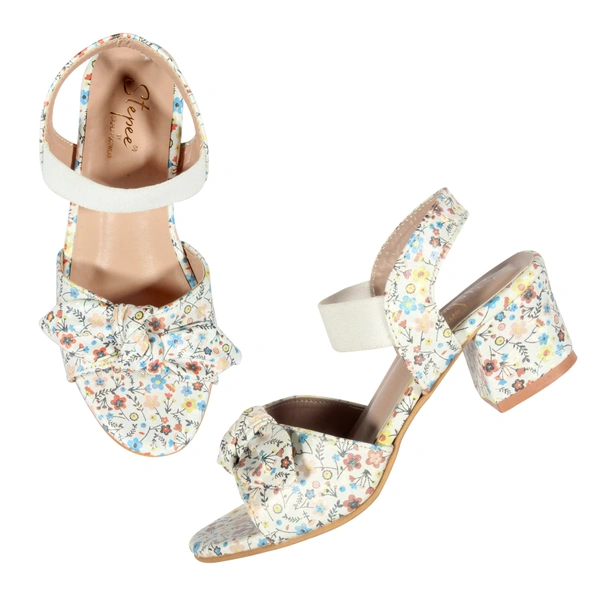 Stepee Casual & Trendy Sling back Open Toe Party Wear Ankle Strap Sandal for Kids Girls - 34, White