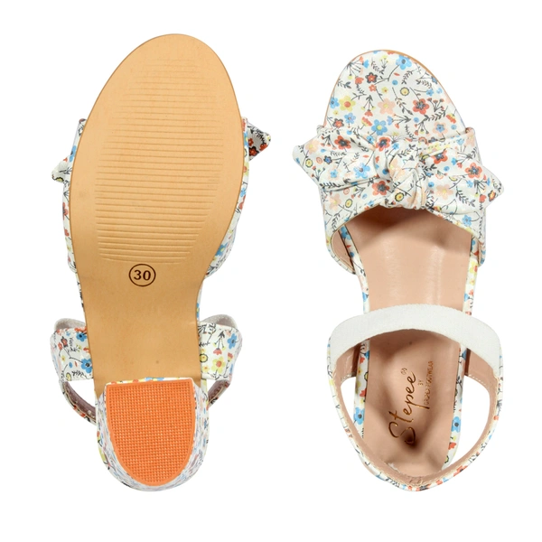Stepee Casual & Trendy Sling back Open Toe Party Wear Ankle Strap Sandal for Kids Girls - 34, White