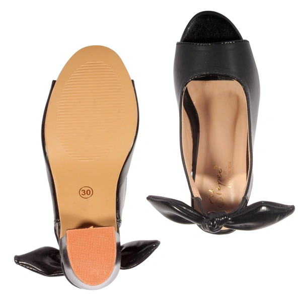 Stepee Casual & Trendy Slingback Peep Toe Block Heel Bally Sandal for Kids Girl - 33, Black