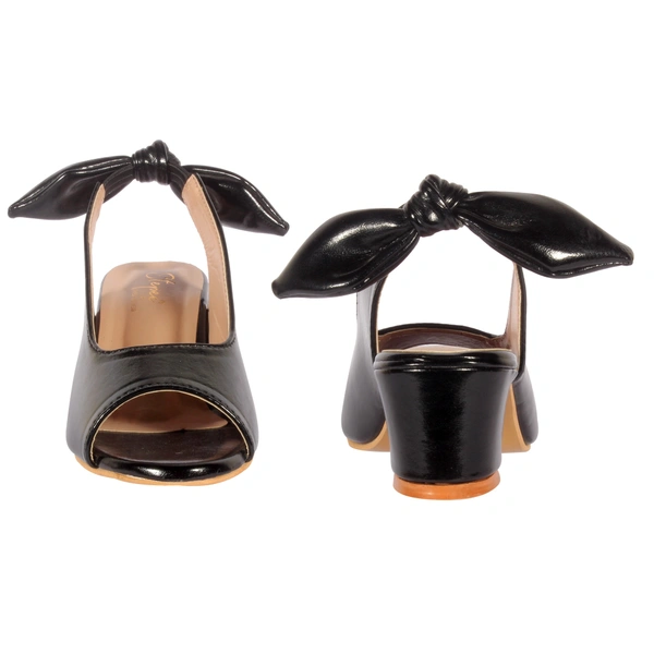 Stepee Casual & Trendy Slingback Peep Toe Block Heel Bally Sandal for Kids Girl - 33, Black