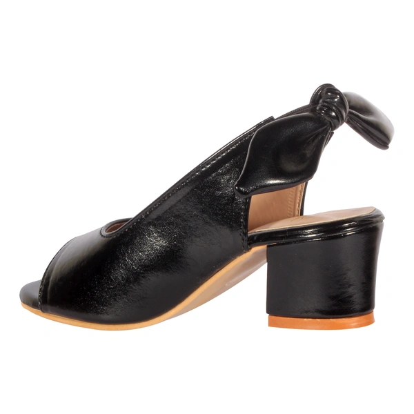 Stepee Casual & Trendy Slingback Peep Toe Block Heel Bally Sandal for Kids Girl - 33, Black