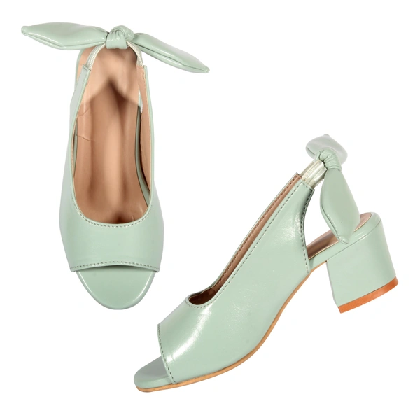Stepee Casual & Trendy Slingback Peep Toe Block Heel Bally Sandal for Kids Girl - 33, Green