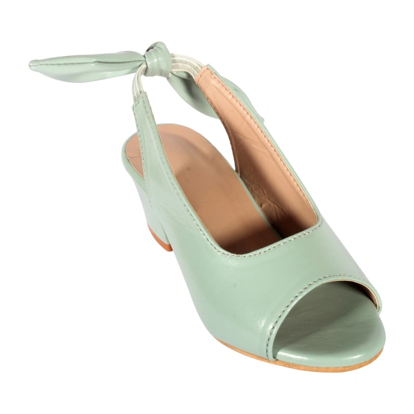Stepee Casual & Trendy Slingback Peep Toe Block Heel Bally Sandal for Kids Girl - 33, Green