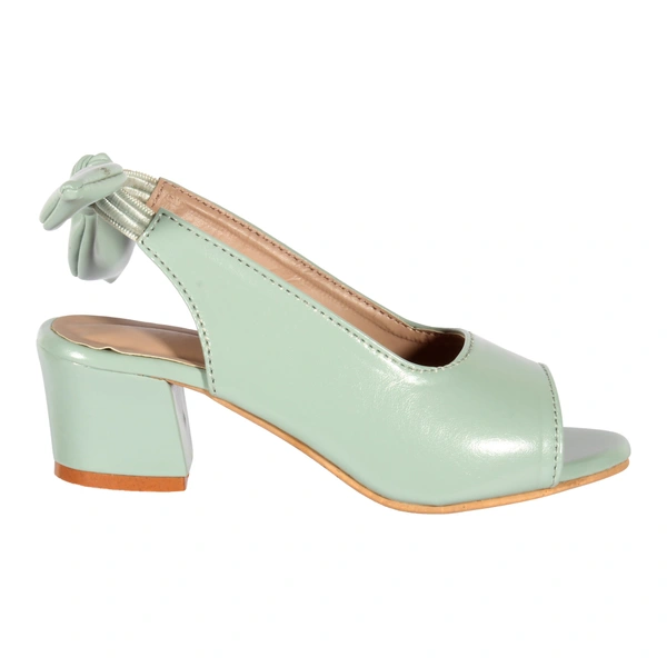 Stepee Casual & Trendy Slingback Peep Toe Block Heel Bally Sandal for Kids Girl - 33, Green