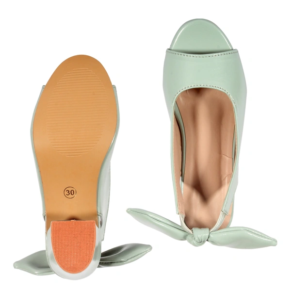 Stepee Casual & Trendy Slingback Peep Toe Block Heel Bally Sandal for Kids Girl - 33, Green