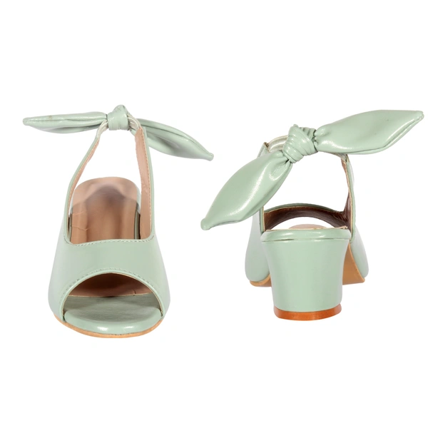 Stepee Casual & Trendy Slingback Peep Toe Block Heel Bally Sandal for Kids Girl - 33, Green