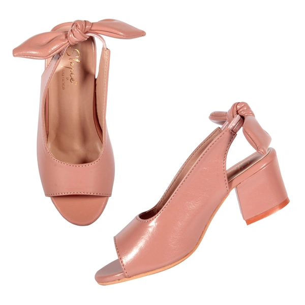 Stepee Casual & Trendy Slingback Peep Toe Block Heel Bally Sandal for Kids Girl - 34, Pink