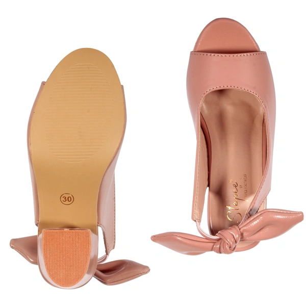 Stepee Casual & Trendy Slingback Peep Toe Block Heel Bally Sandal for Kids Girl - 34, Pink