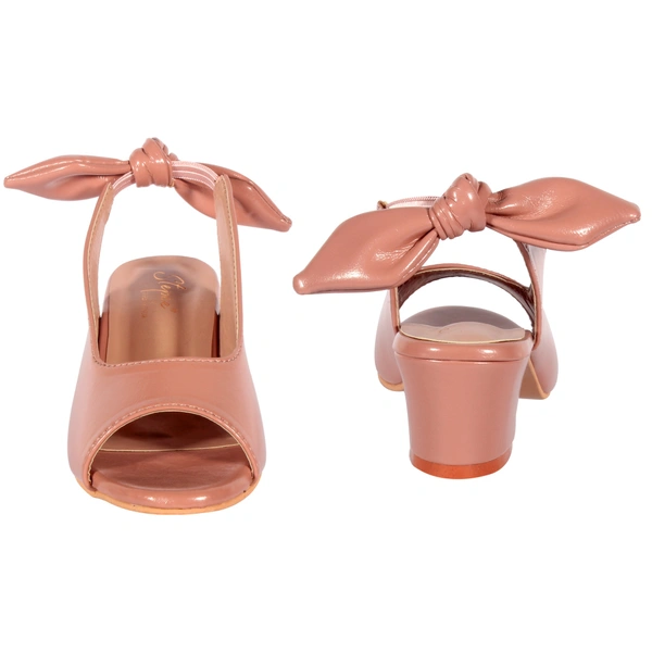 Stepee Casual & Trendy Slingback Peep Toe Block Heel Bally Sandal for Kids Girl - 34, Pink