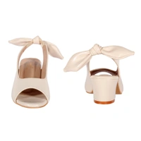 Stepee Casual & Trendy Slingback Peep Toe Block Heel Bally Sandal for Kids Girl - 34, White