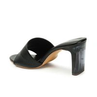 Stepee Trendy Party Wear Heels Open Back Slip on Open Toe Casual Block Heel Sandal for Women - 37, Black