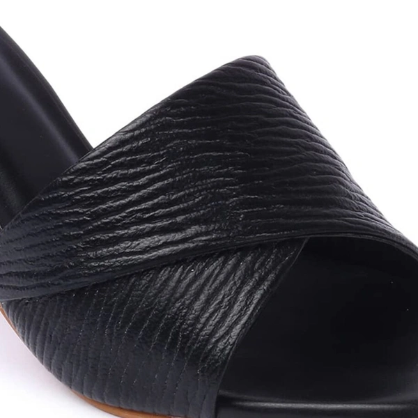 Stepee Trendy Party Wear Heels Open Back Slip on Open Toe Casual Block Heel Sandal for Women - 37, Black