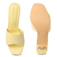 Stepee Trendy Party Wear Heels Open Back Slip on Open Toe Casual Block Heel Sandal for Women - 36, Yellow