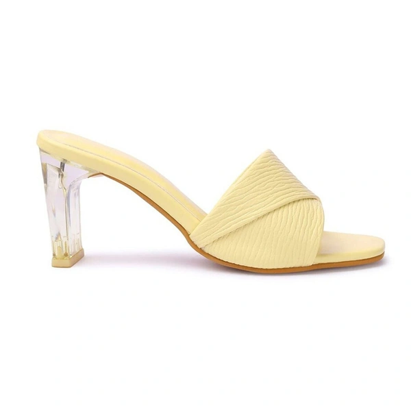 Stepee Trendy Party Wear Heels Open Back Slip on Open Toe Casual Block Heel Sandal for Women - 36, Yellow