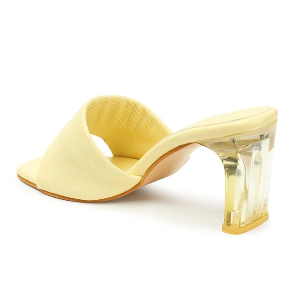 Stepee Trendy Party Wear Heels Open Back Slip on Open Toe Casual Block Heel Sandal for Women - 36, Yellow