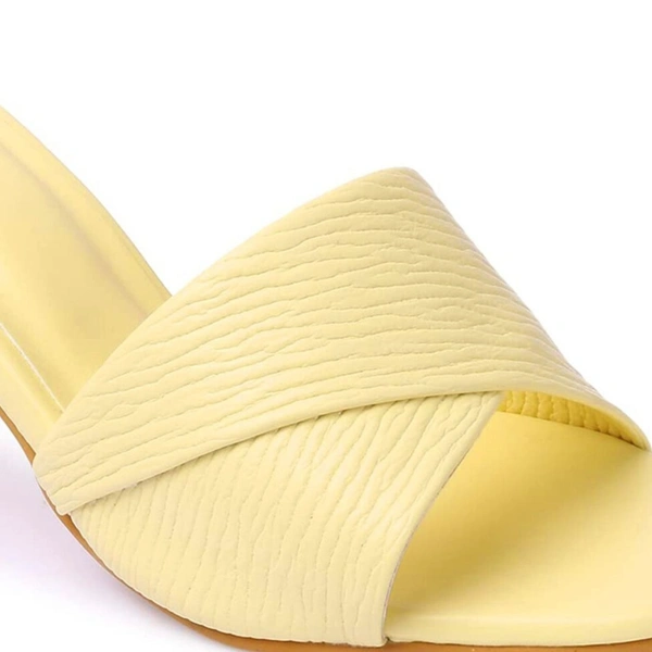 Stepee Trendy Party Wear Heels Open Back Slip on Open Toe Casual Block Heel Sandal for Women - 36, Yellow