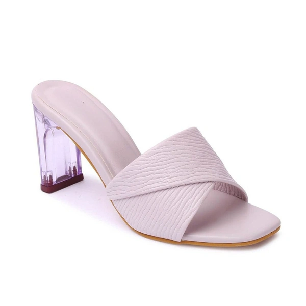 Stepee Trendy Party Wear Heels Open Back Slip on Open Toe Casual Block Heel Sandal for Women - 39, Purple
