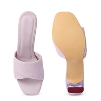 Stepee Trendy Party Wear Heels Open Back Slip on Open Toe Casual Block Heel Sandal for Women - 39, Purple