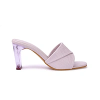 Stepee Trendy Party Wear Heels Open Back Slip on Open Toe Casual Block Heel Sandal for Women - 39, Purple