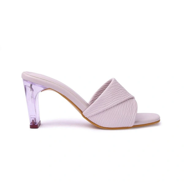 Stepee Trendy Party Wear Heels Open Back Slip on Open Toe Casual Block Heel Sandal for Women - 39, Purple