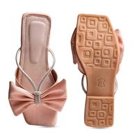 Stepee Trendy Party Wear Flats Stylish Bow on Upper Open Back Slip on Open Toe Flat Slide Sandal for Women - 36, Pink
