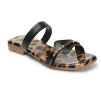 Stepee Trendy Printed Flats Open Back Slip on Open Toe Flat Slide Sandal for Women - 40, Black