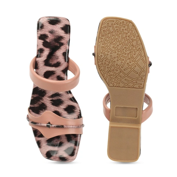 Stepee Trendy Printed Flats Open Back Slip on Open Toe Flat Slide Sandal for Women - 41, Peach