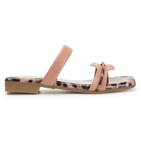 Stepee Trendy Printed Flats Open Back Slip on Open Toe Flat Slide Sandal for Women - 41, Peach