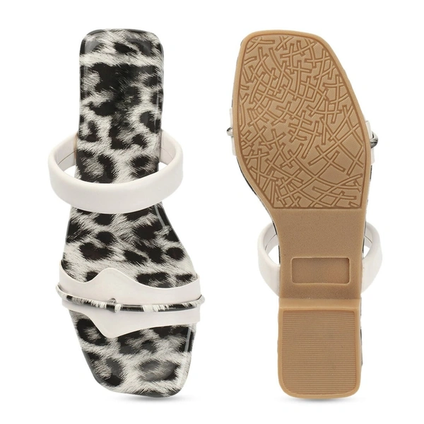 Stepee Trendy Printed Flats Open Back Slip on Open Toe Flat Slide Sandal for Women - 39, White