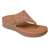STEPEE Stepee Casual & Trendy Comfort Flats Slip on Open Back T-Strap Orthopedic Doctori Flat Slipper for Women - 38, Beige