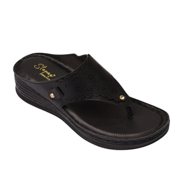 STEPEE Stepee Casual & Trendy Comfort Flats Slip on Open Back T-Strap Orthopedic Doctori Flat Slipper for Women - 41, Black