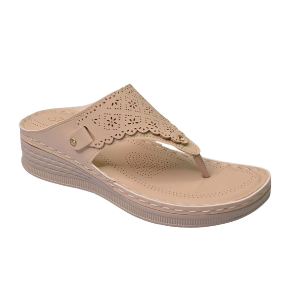 STEPEE Stepee Casual & Trendy Comfort Flats Slip on Open Back T-Strap Orthopedic Doctori Flat Slipper for Women - 38, Cream