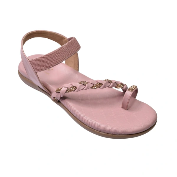 Stepee Casual & Trendy Flats Ankle Strap One Toe Flat Sandal for Women - 41, Peach