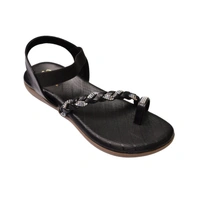Stepee Casual & Trendy Flats Ankle Strap One Toe Flat Sandal for Women - 40, Black